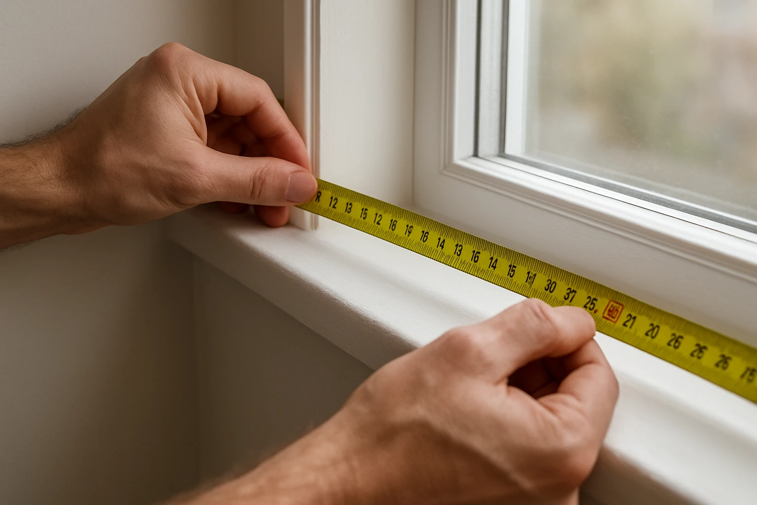 Measuring window recess for cordless blinds