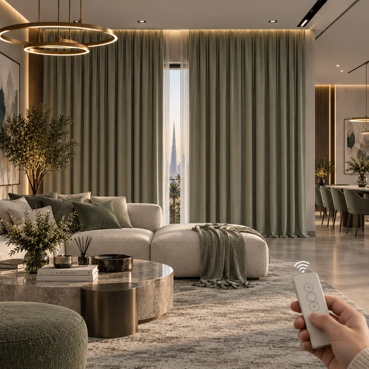 modern motorized curtains in Dubai