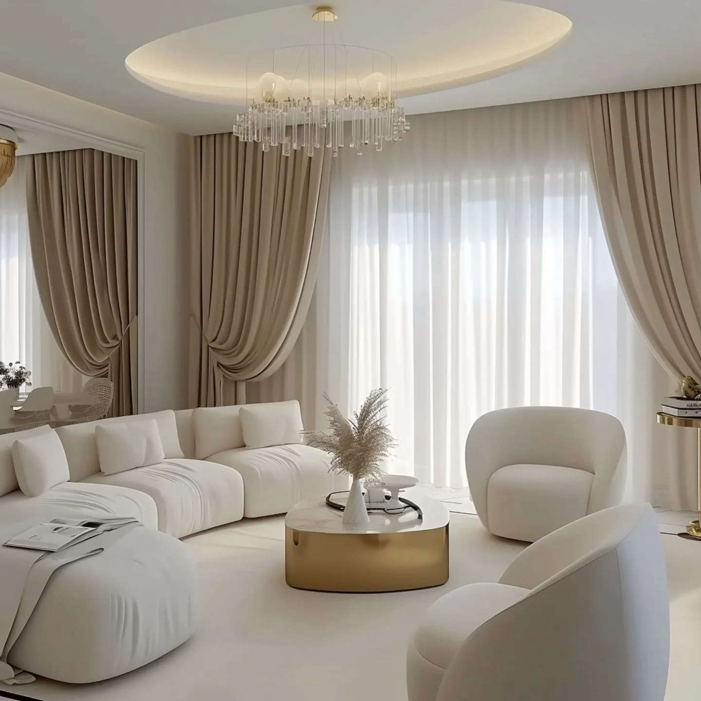 modern sheer curtain installation in apartment down town