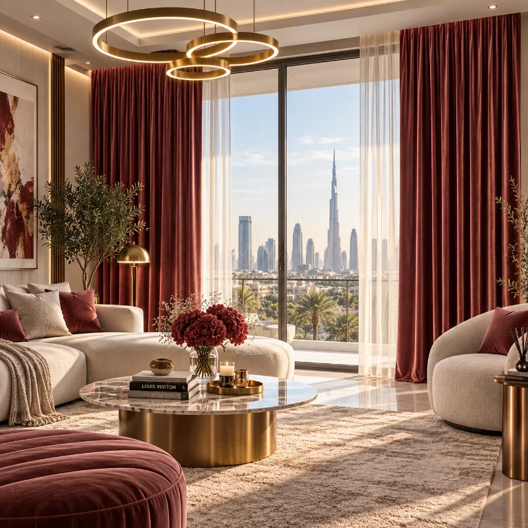 modern velvet curtain supplier in Dubai