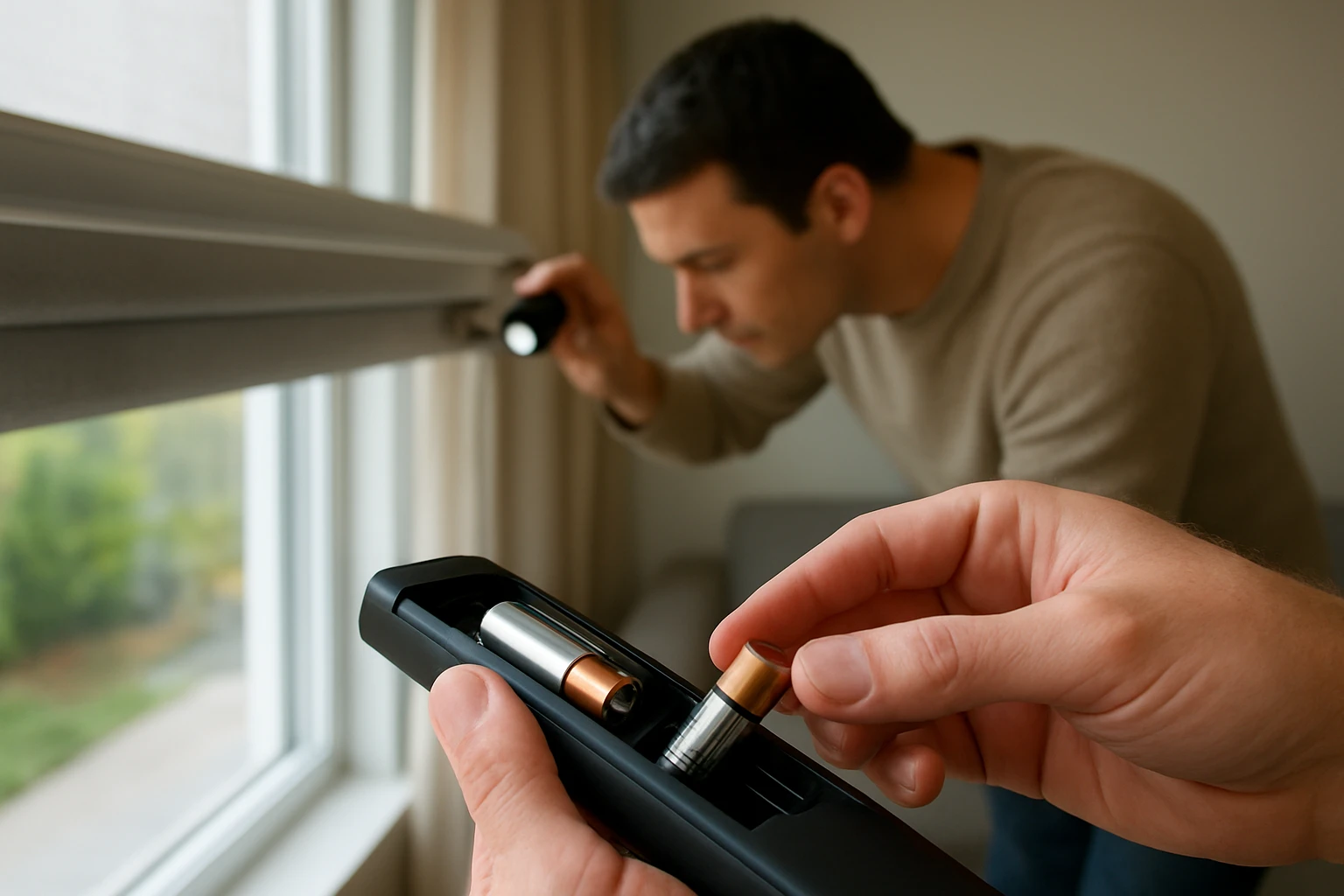 Motorized blind remote batteries