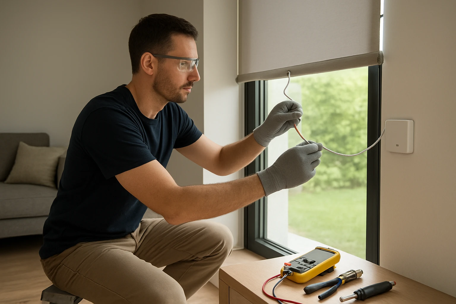 Motorized blind wiring and installation