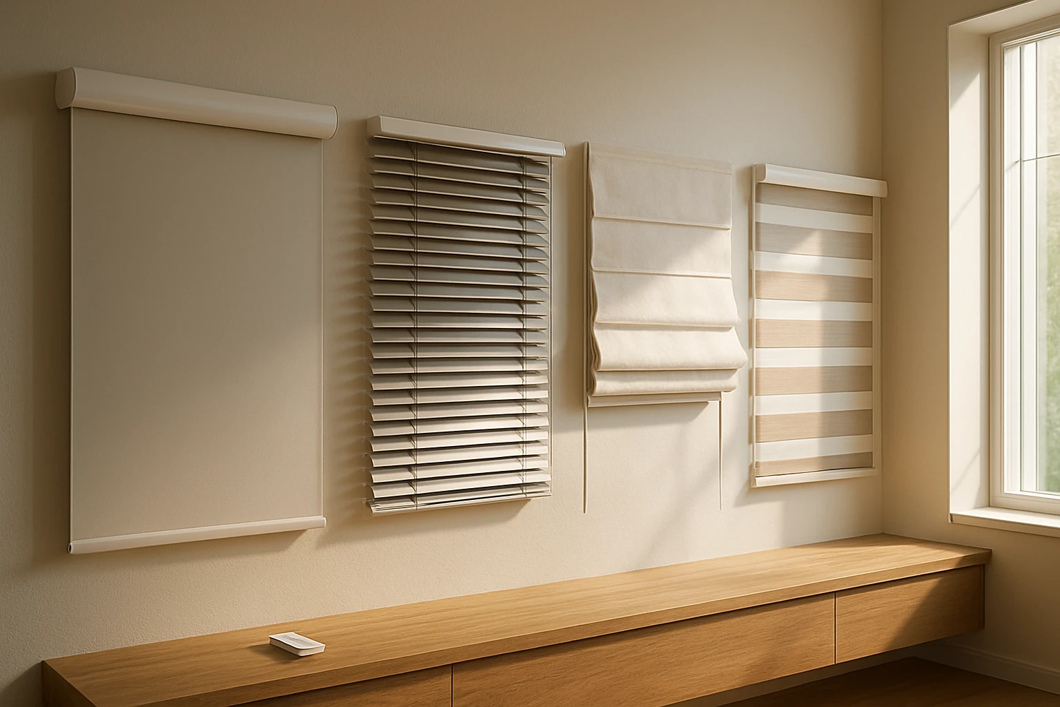 Motorized blinds sample wall