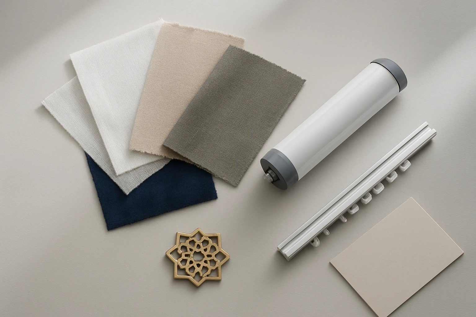 Motorized curtains motor with fabric swatches Dubai