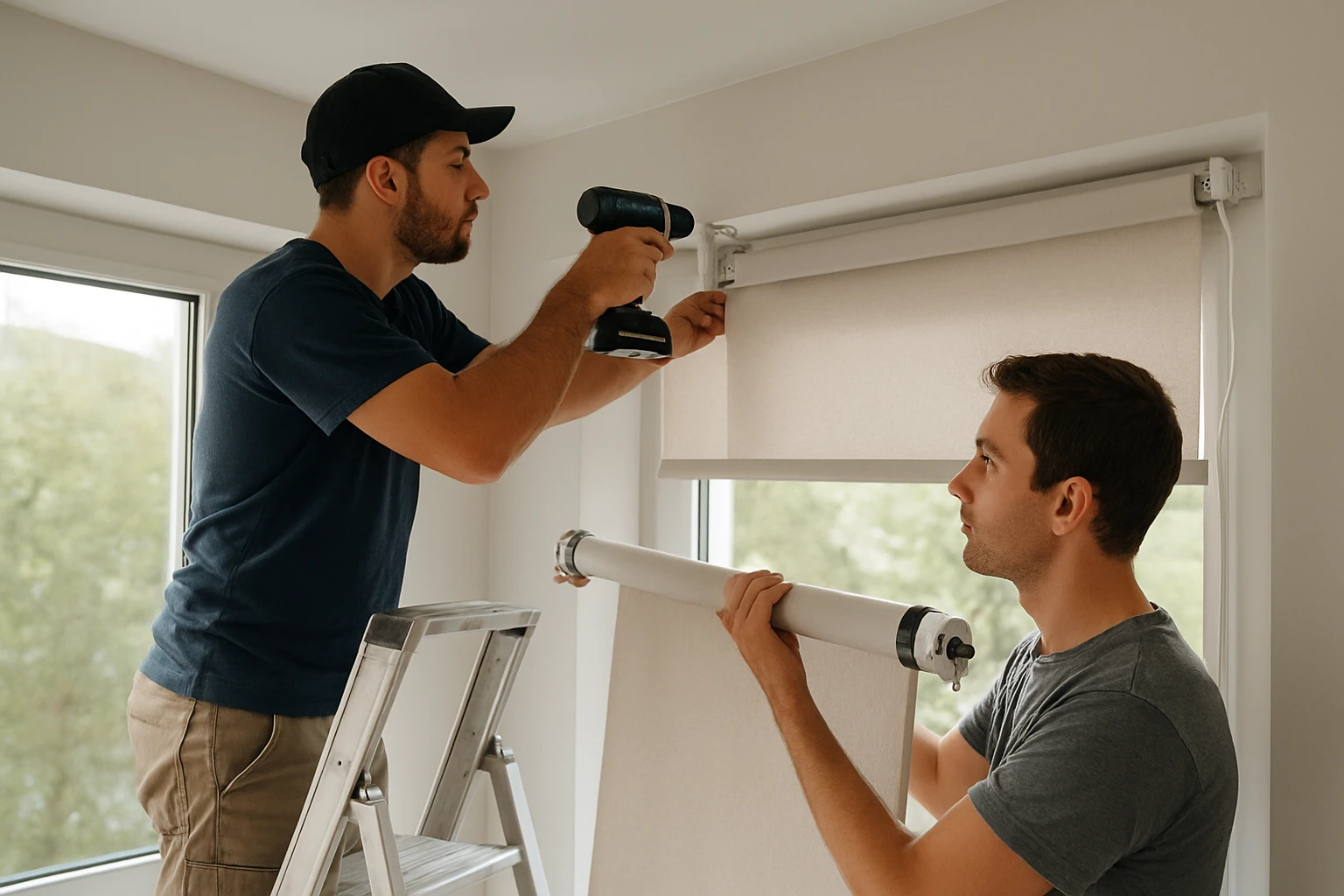 Motorized roller blind installation