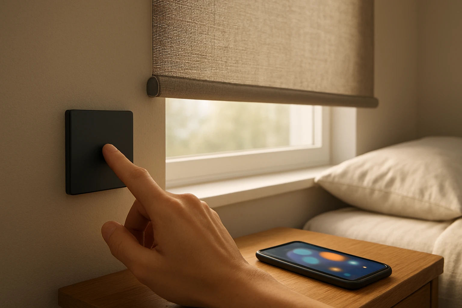 Motorized roller blinds with smartphone control