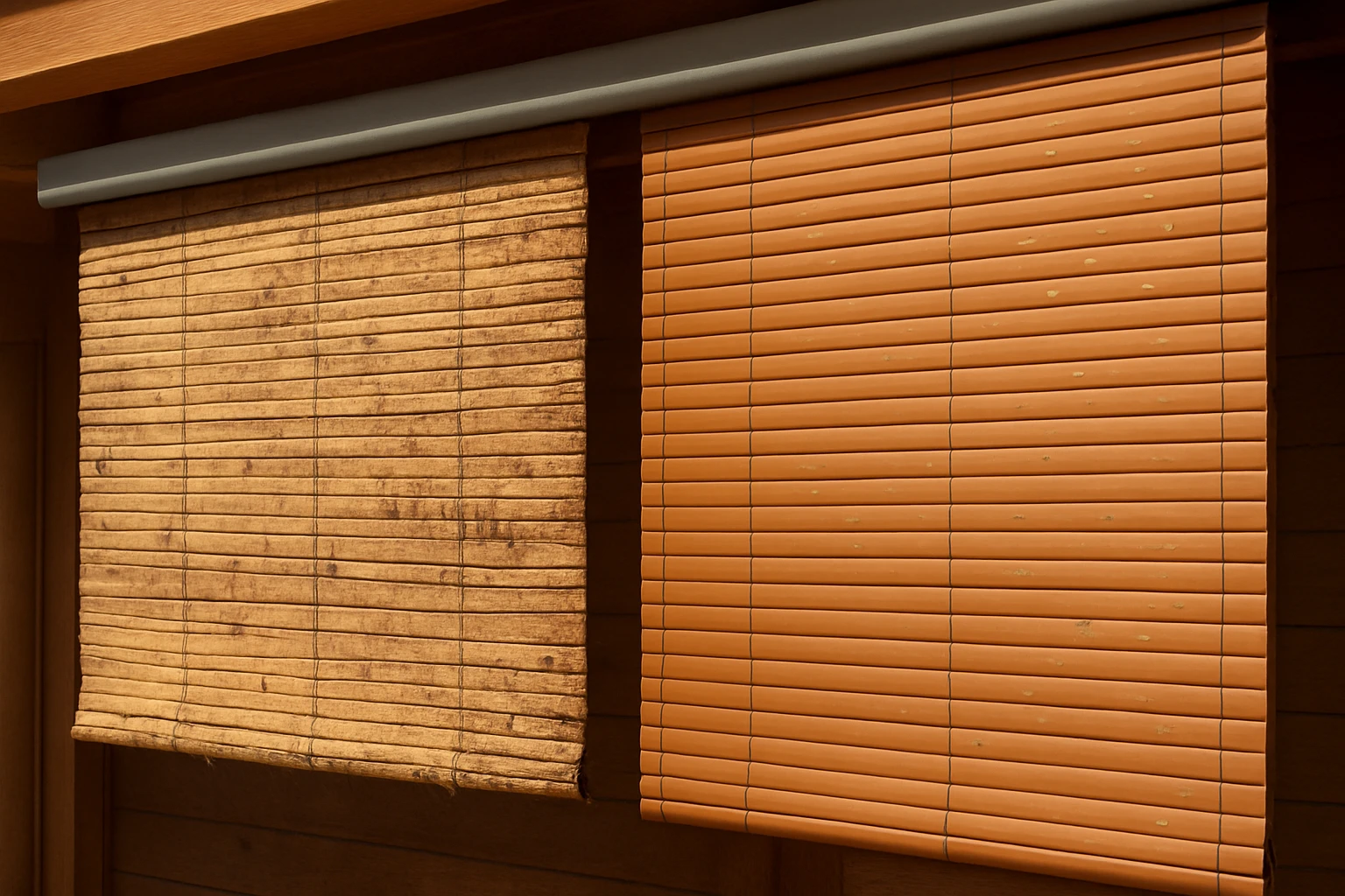 Outdoor bamboo blinds natural and PVC coated