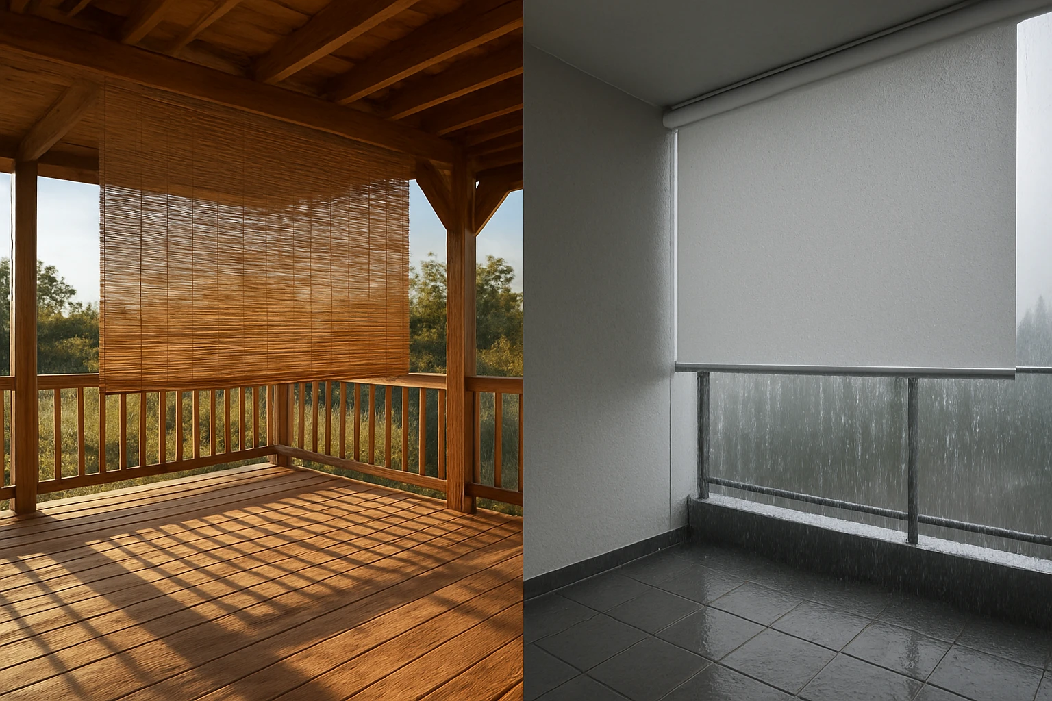 Outdoor bamboo blinds versus PVC roller blinds