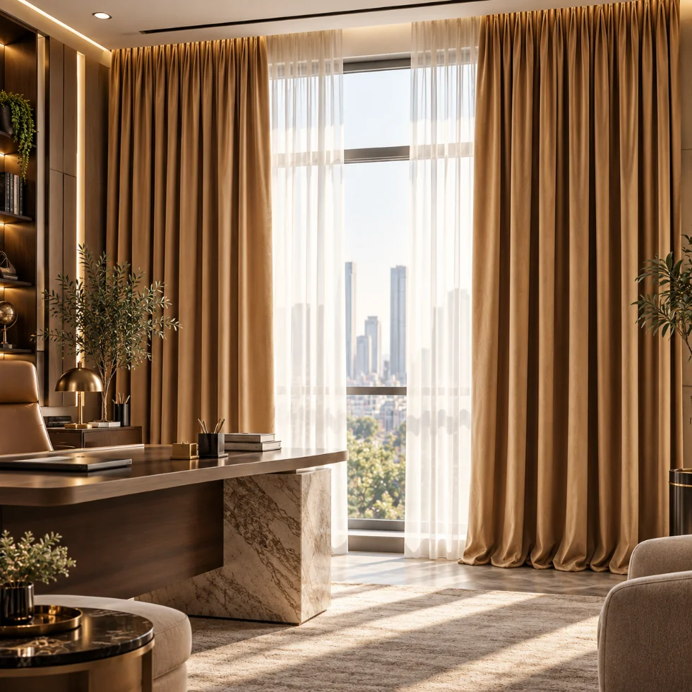pleated velvet curtains in Dubai