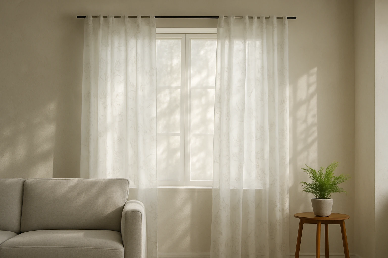Printed sheers with botanical pattern