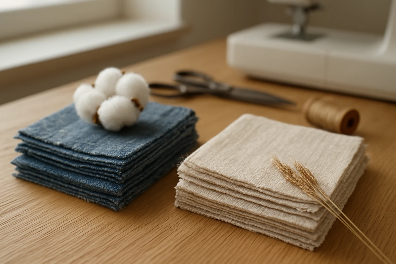 Recycled cotton and organic linen swatches