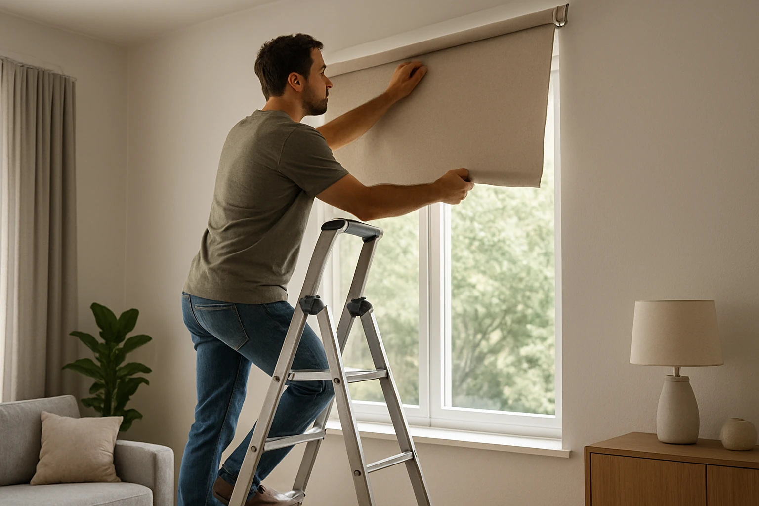 Roller blind being removed