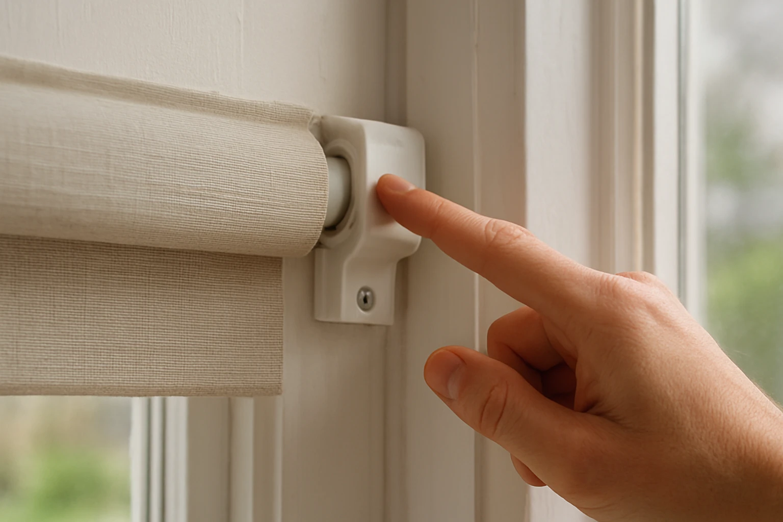 Roller blind bracket with visible gap
