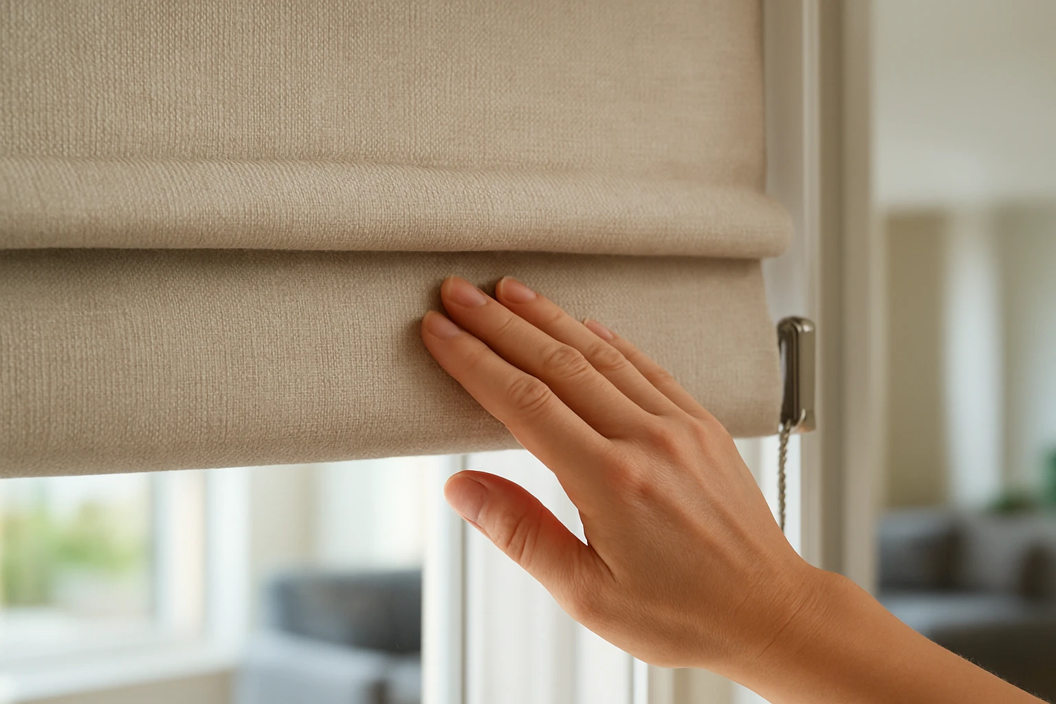 Roller blind fabric rolled unevenly