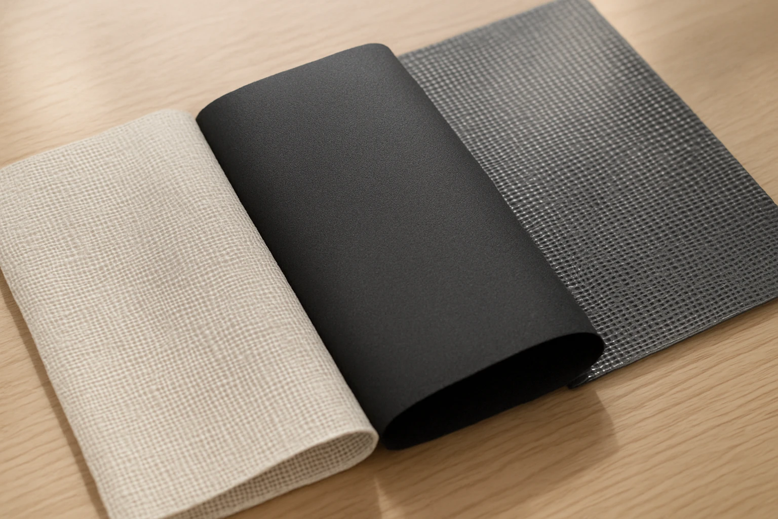 Roller blind fabric swatches