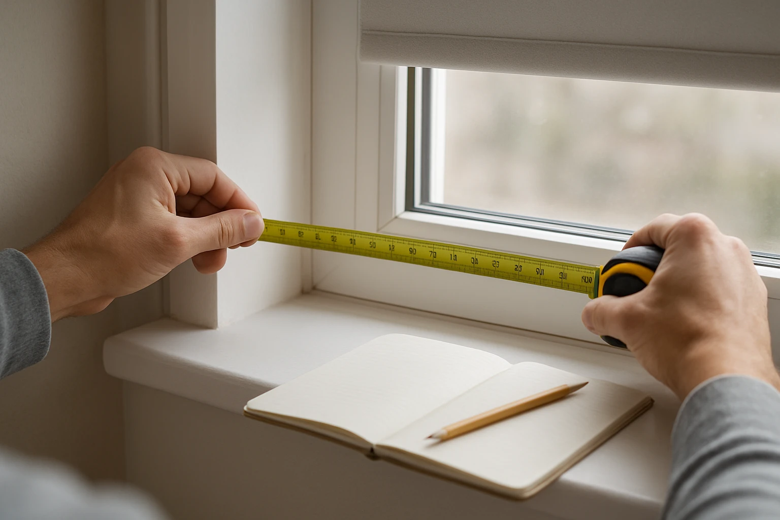 Roller blinds measuring inside window frame