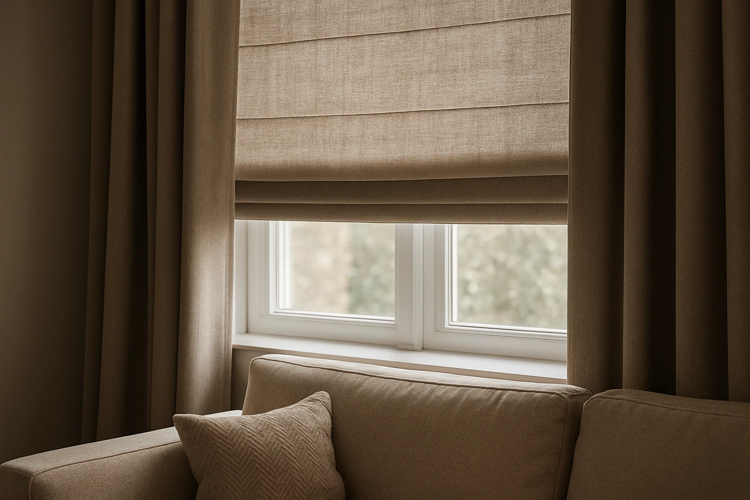 Roman shades with side panels