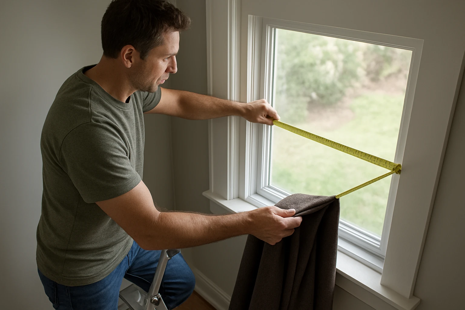 Room darkening curtains measuring window width