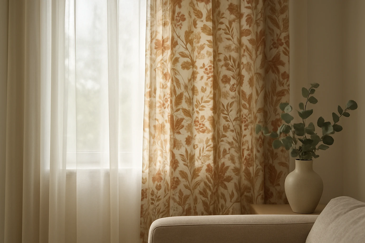 Sheer panels with printed lining