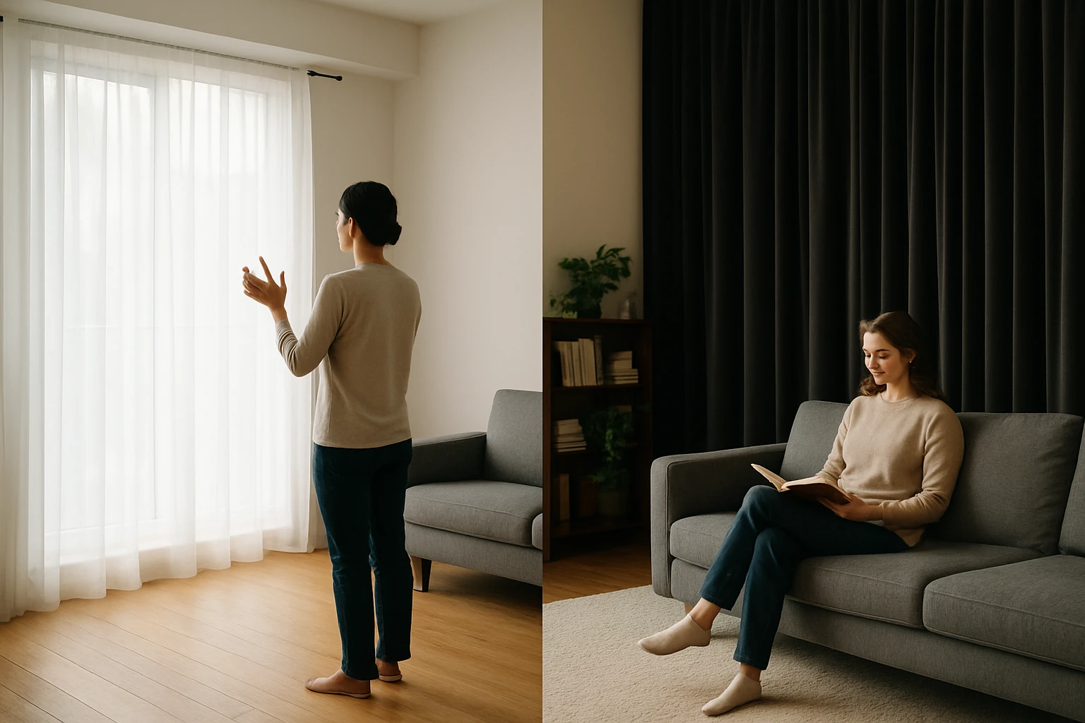 Soundproof curtains before and after