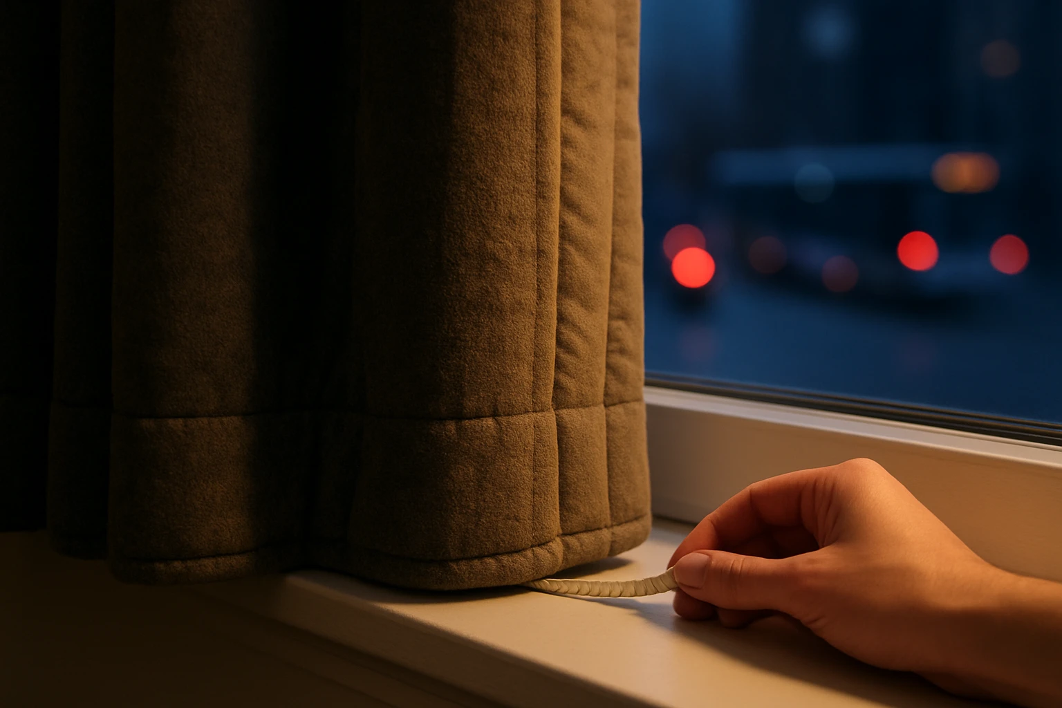 Soundproof curtains in city apartment