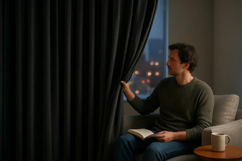Soundproof curtains in modern living room