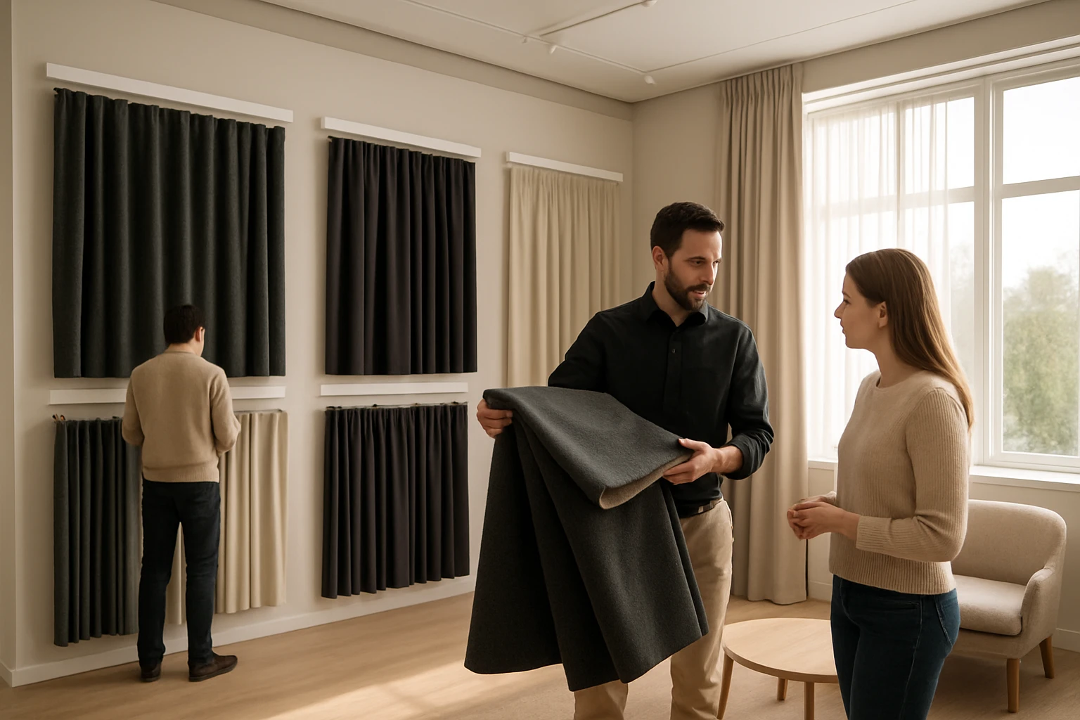Soundproof curtains showroom consultation