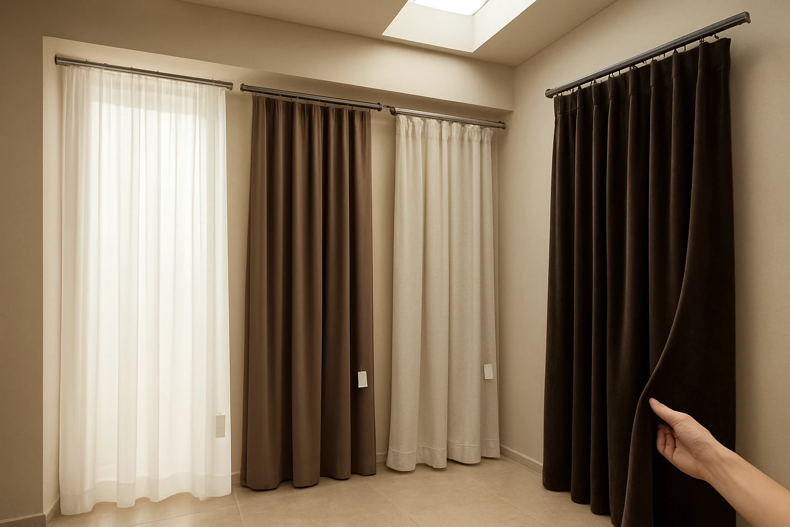 Soundproof curtains showroom display