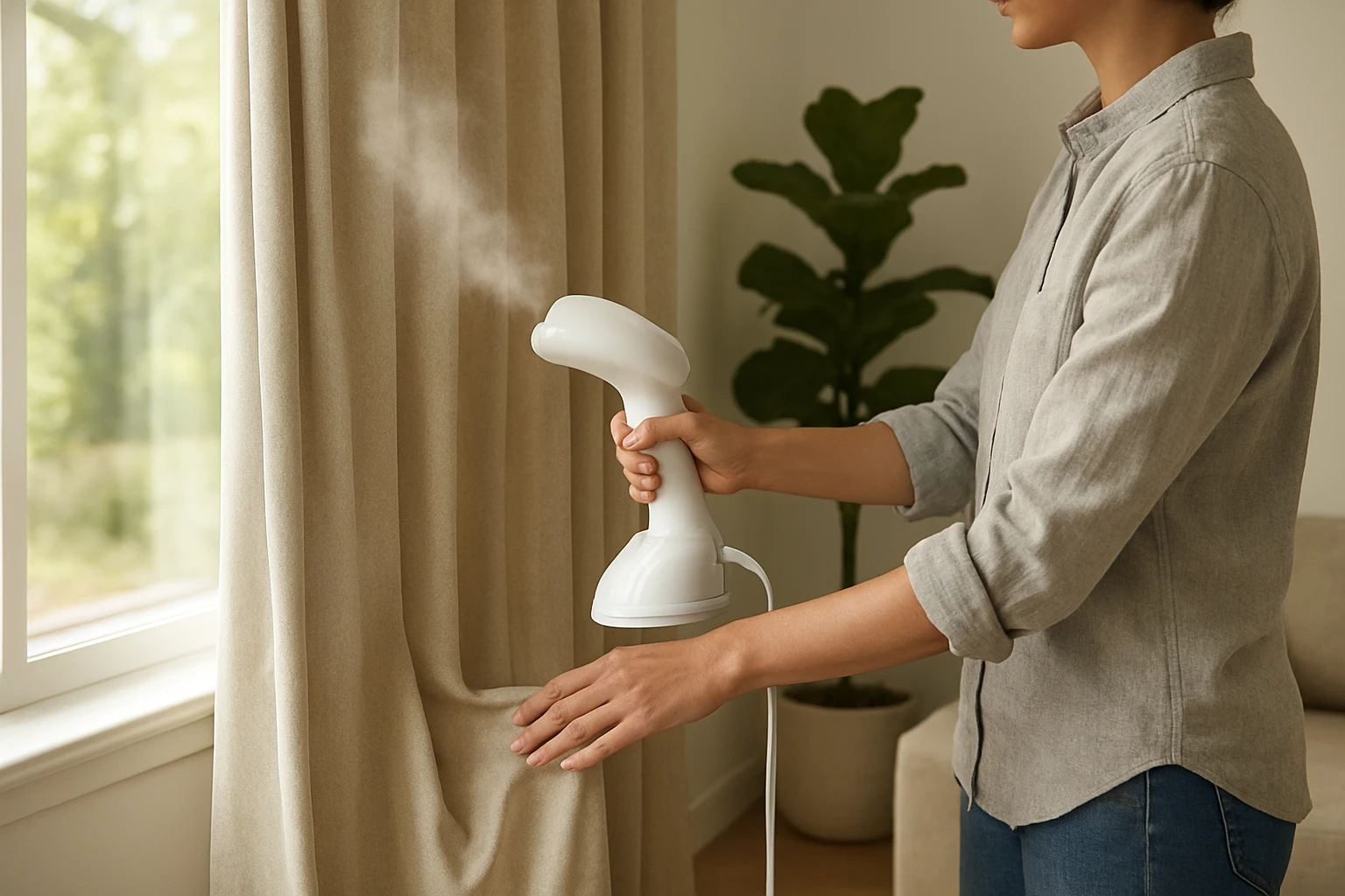 Steaming linen blend curtains