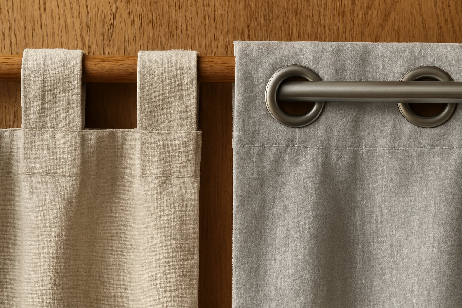 Tab top and grommet curtain headers