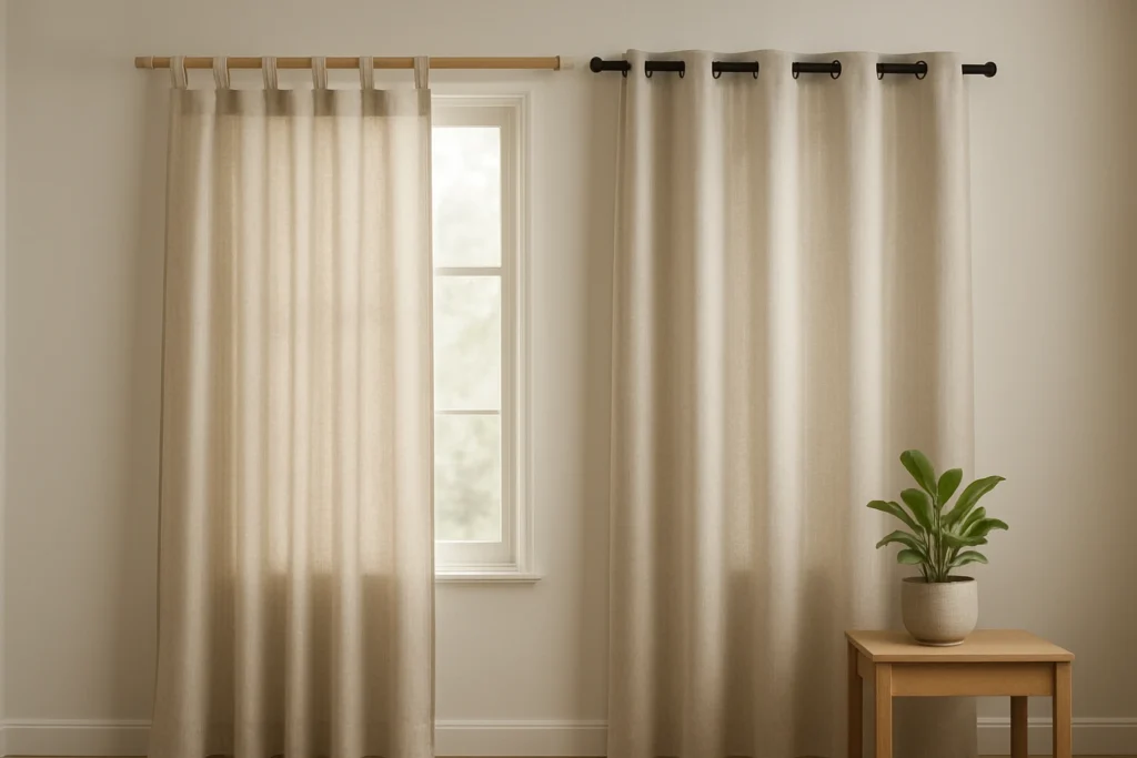 Tab top and grommet curtains comparison