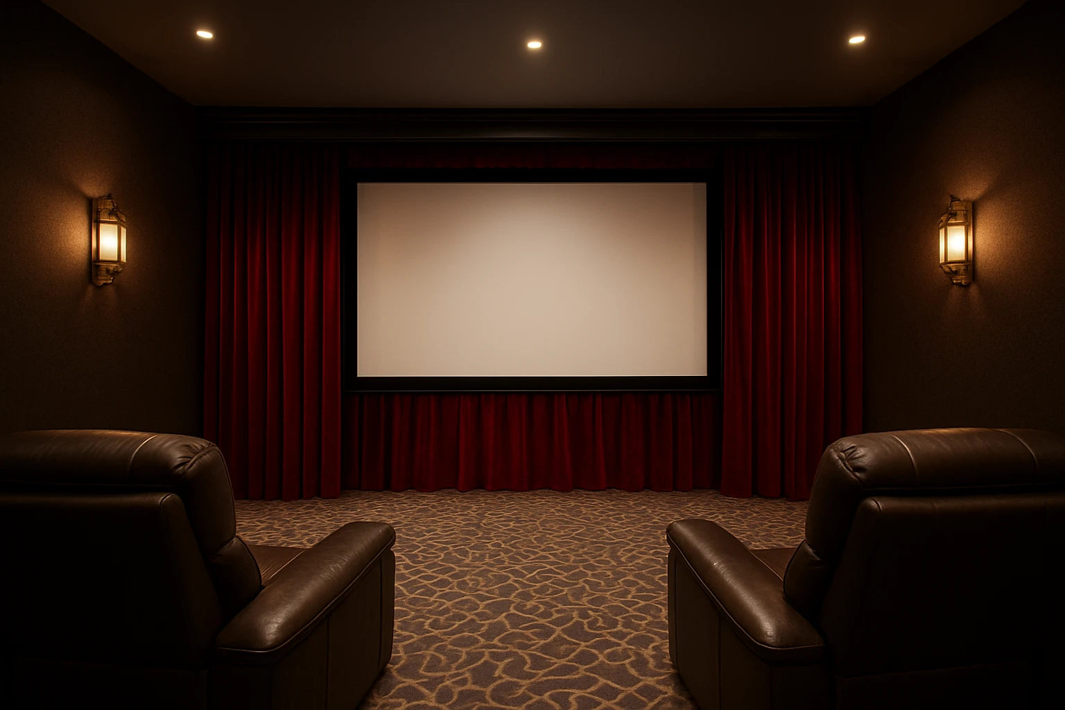 Theatre curtains in a Dubai home cinema