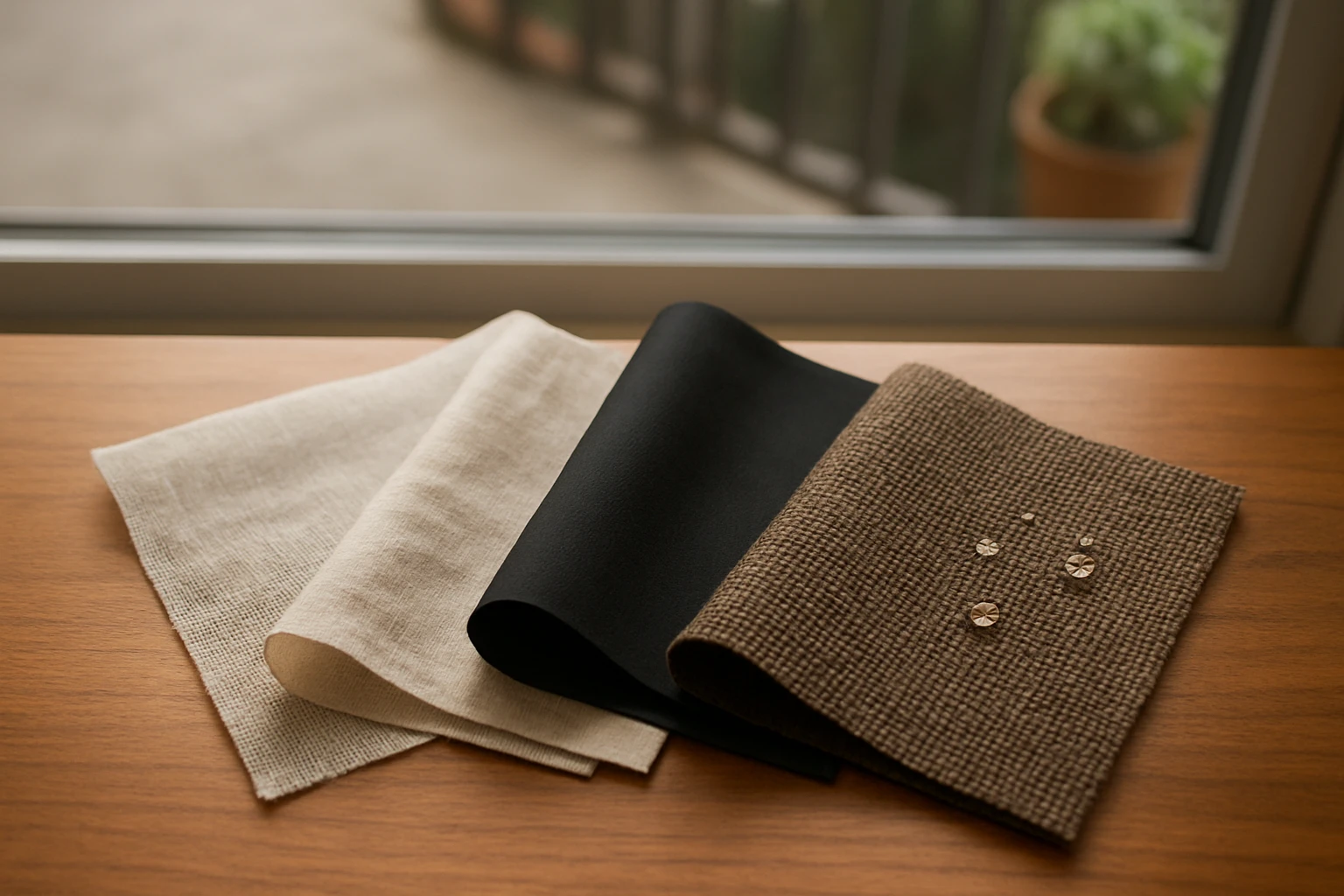 Curtain fabric swatches for balcony doors
