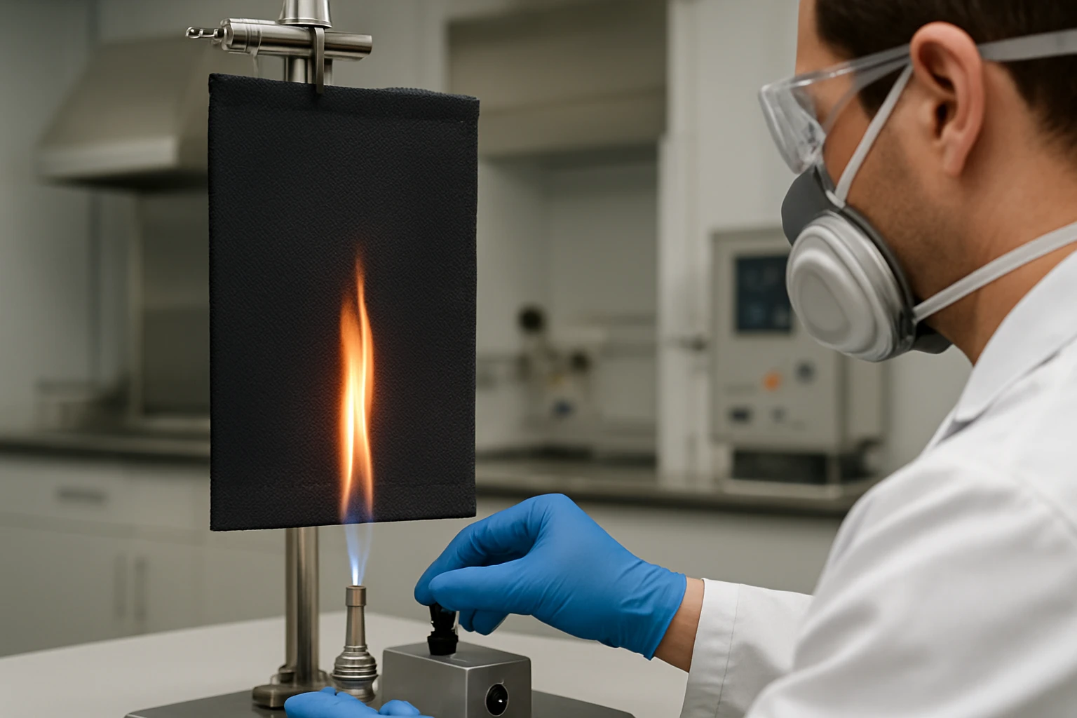 Curtain fabric vertical flame test