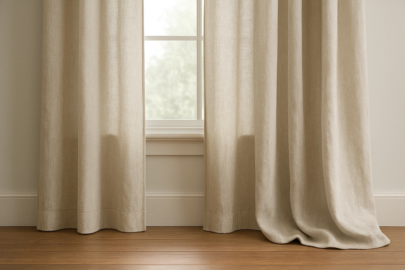 Curtain length options by tall window