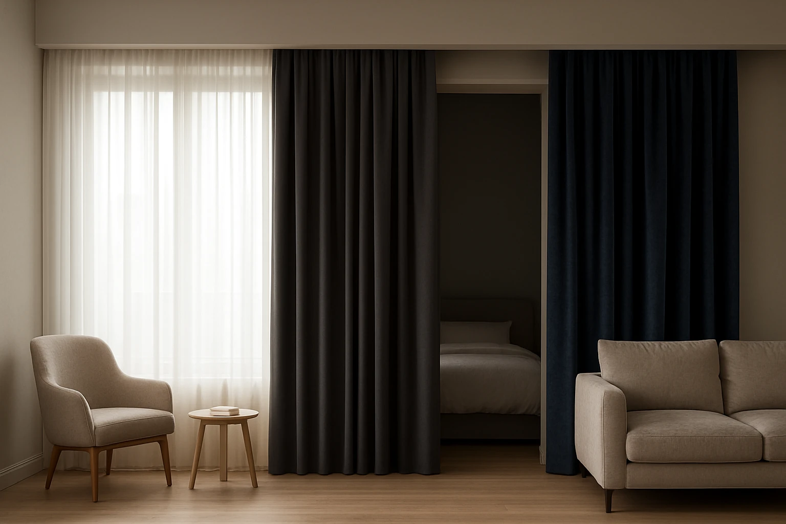 Curtains, sheer blackout and velvet