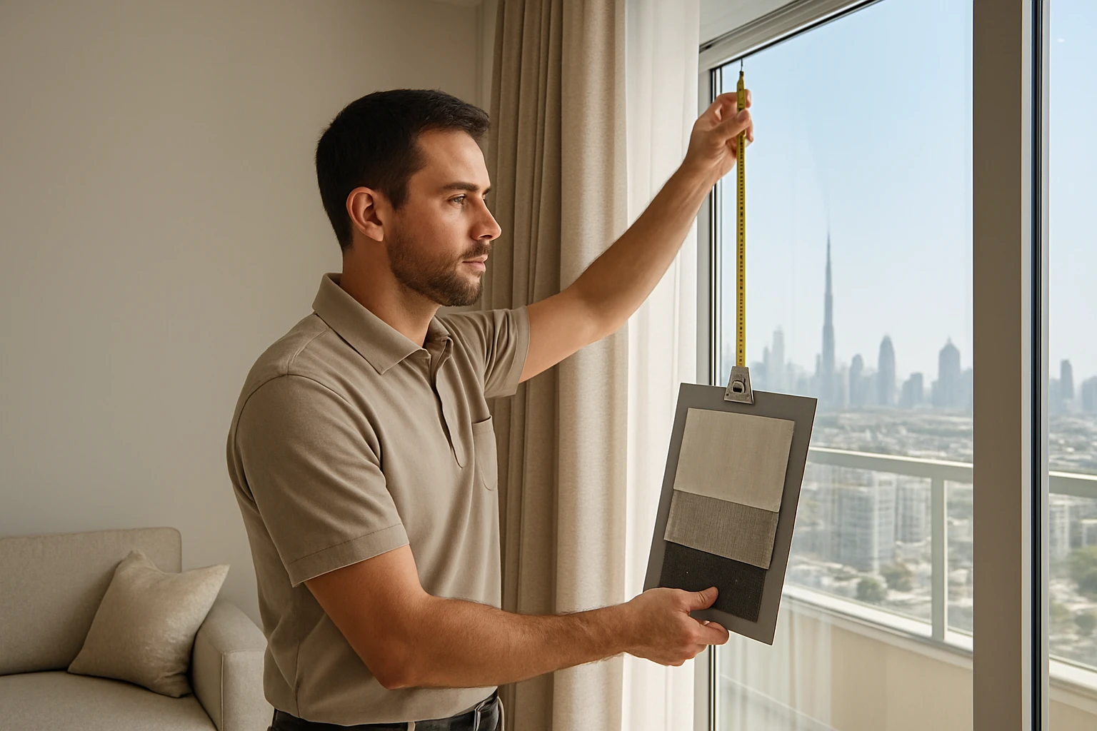 Custom curtain measurement in Dubai