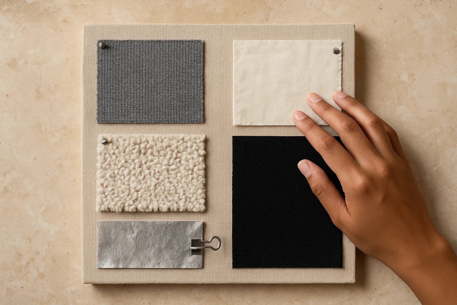 Fire rated curtain fabric swatches