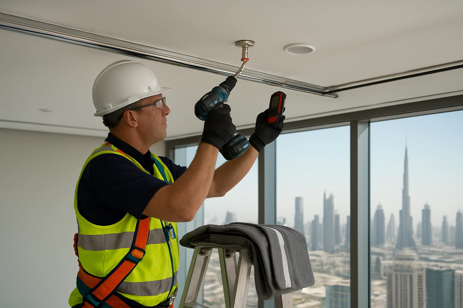 Fire rated curtain track installation Dubai