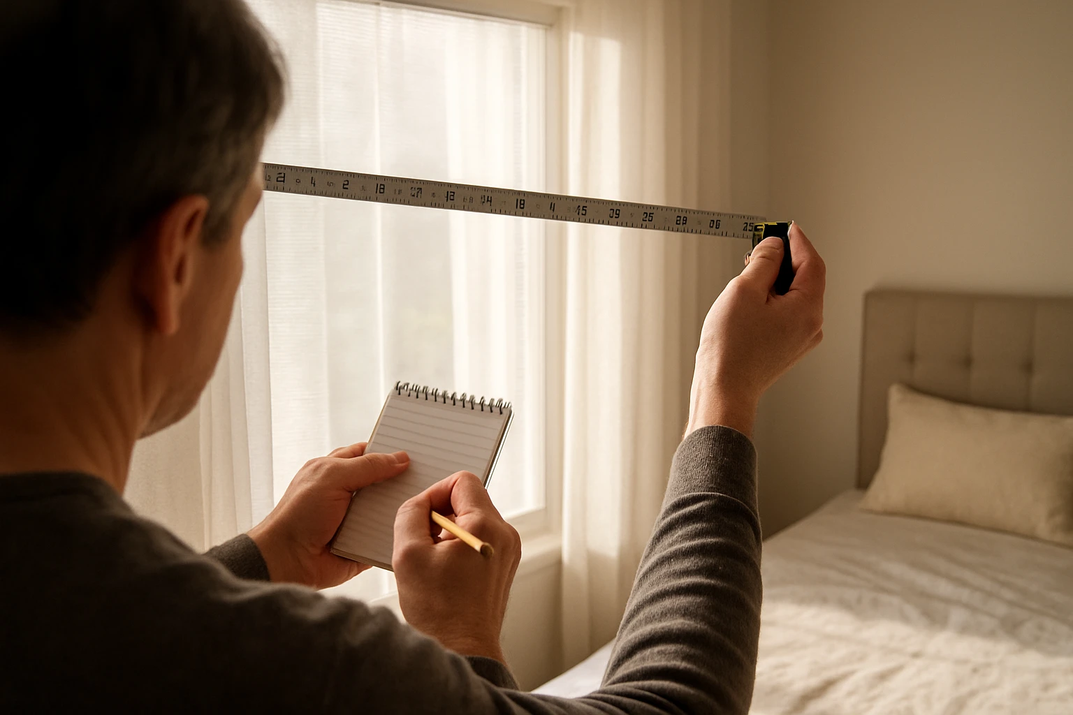 Measuring window with tape measure