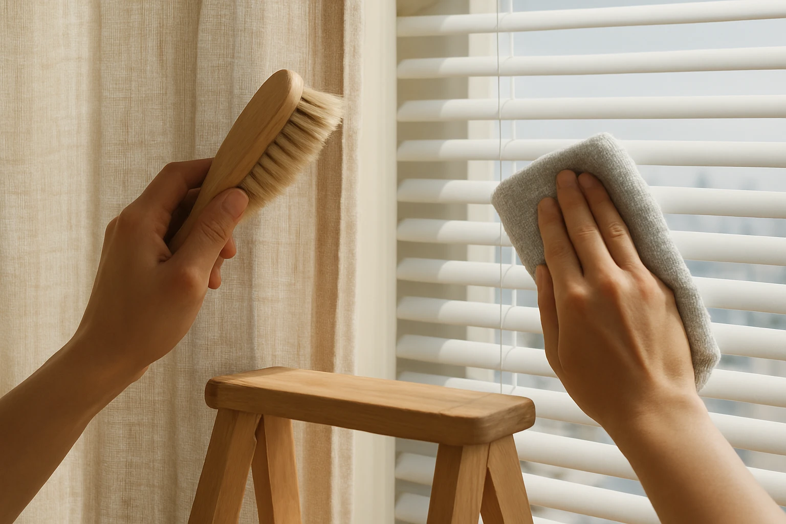 Sheer curtains and blind cleaning