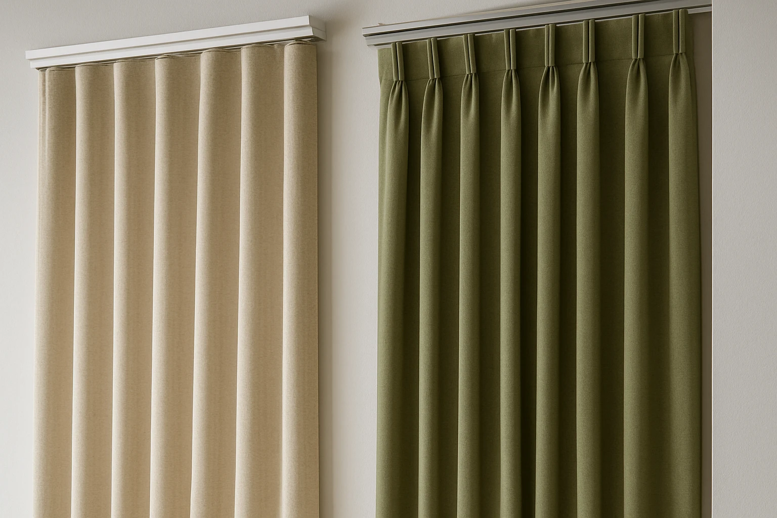 Wave and pinch pleat curtain headings