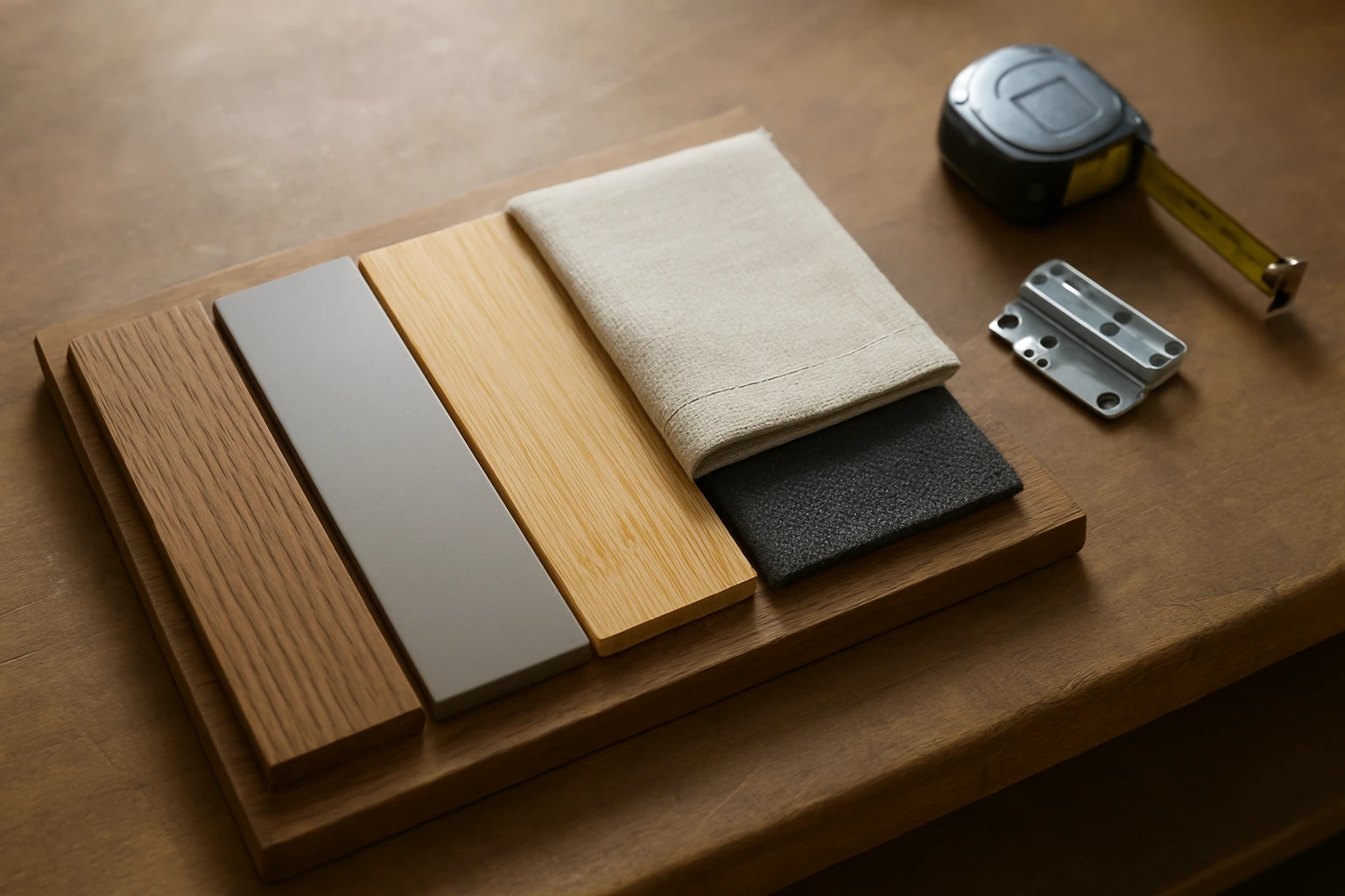 Wood and fabric blind samples